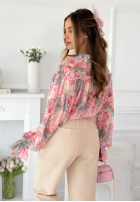 Wzorzysta Košile z falbankami Annette růžová