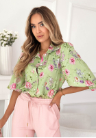 Kwiecista Košile z bufkami Dakota pistáciová