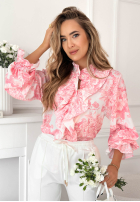 Kwiecista Košile z żabotem Dorotha růžová
