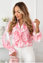 Kwiecista Košile z żabotem Dorotha růžová