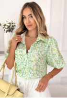 Kwiecista Košile z bufkami Jordyn pistáciová