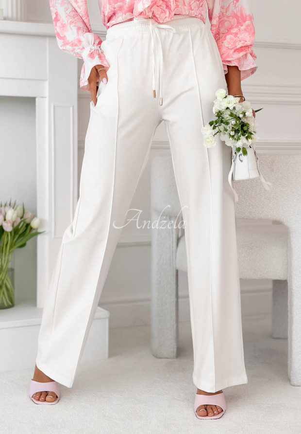 Kalhoty wide leg z visk&oacute;zy Look Here ecru