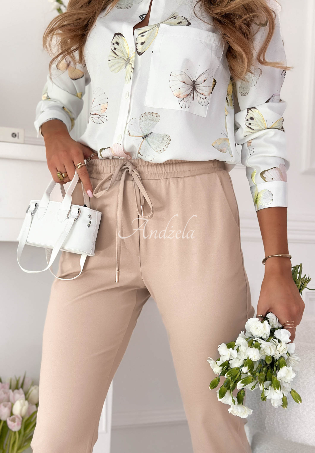 Kalhoty z viskózy Do You Remember béžové