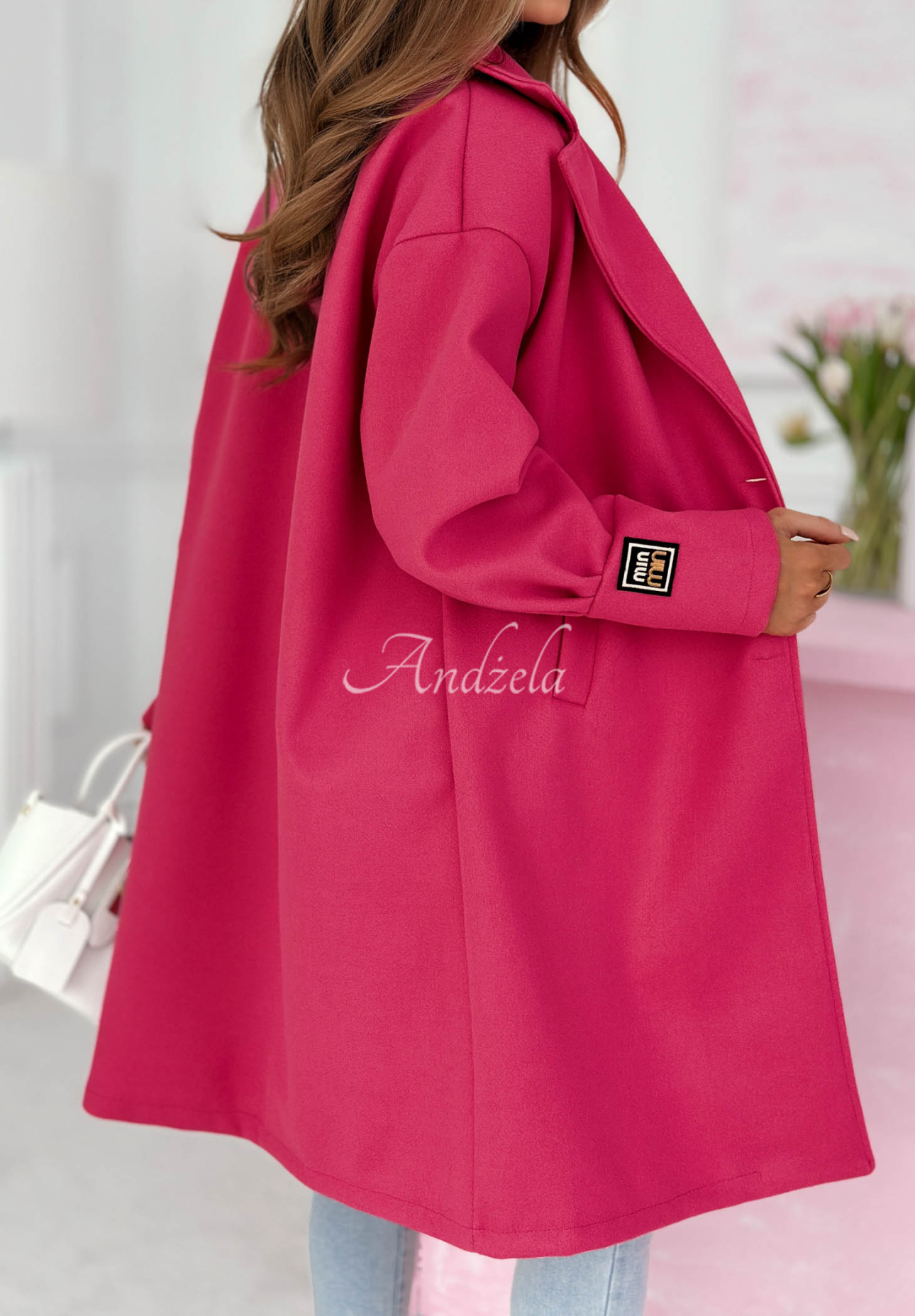 Dlouhý kabát s límcem Janette fuchsiový
