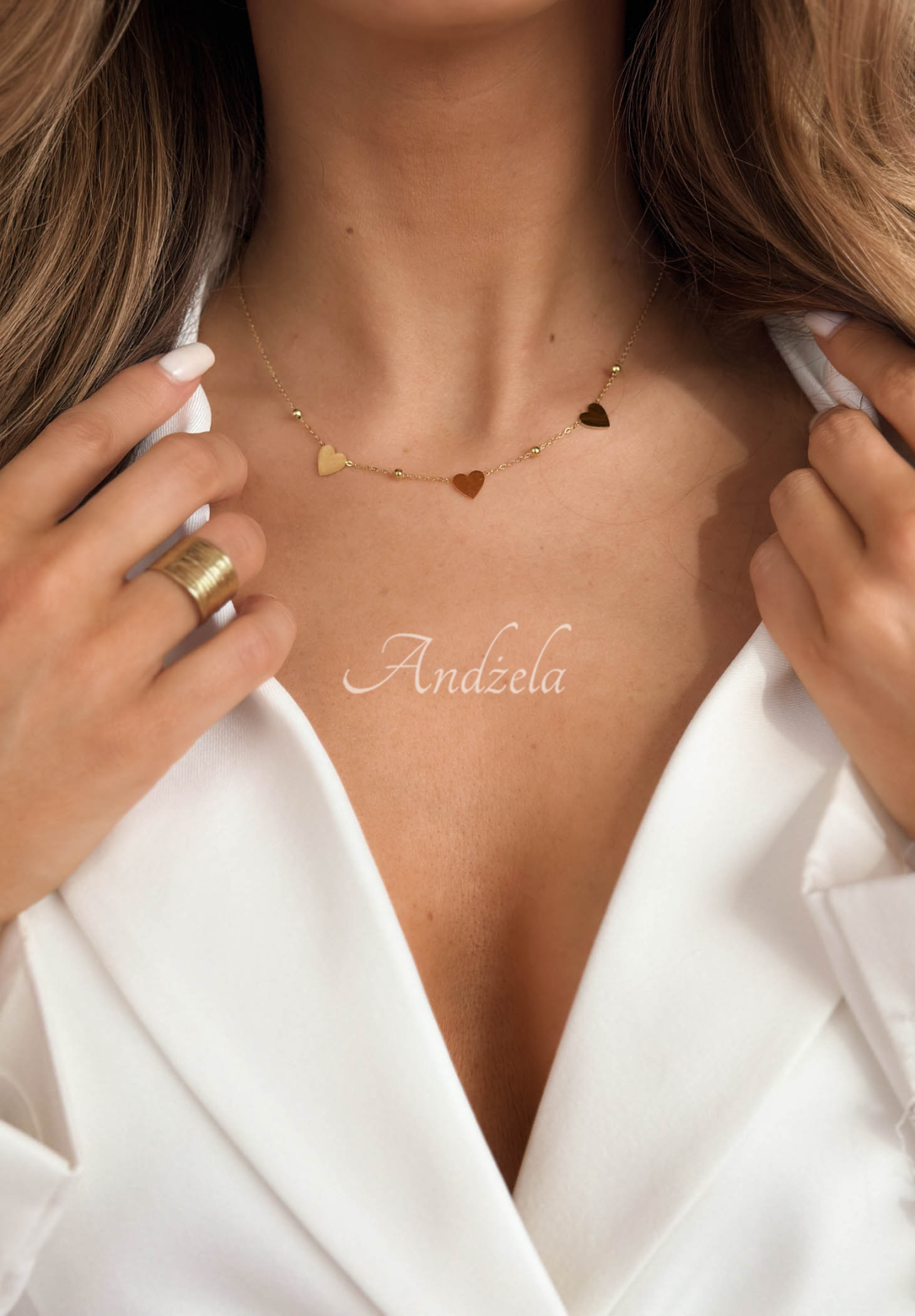 Náhrdelník se srdíčky Golden Heart zlatý