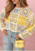 Ażurowy sweterek boho Yasmine růžový