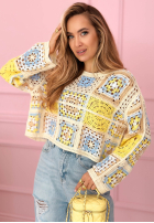 Ażurowy sweterek boho Yasmine růžový