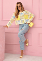 Ażurowy sweterek boho Yasmine růžový