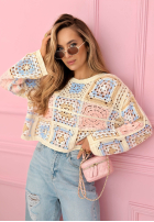 Ażurowy sweterek boho Yasmine růžový