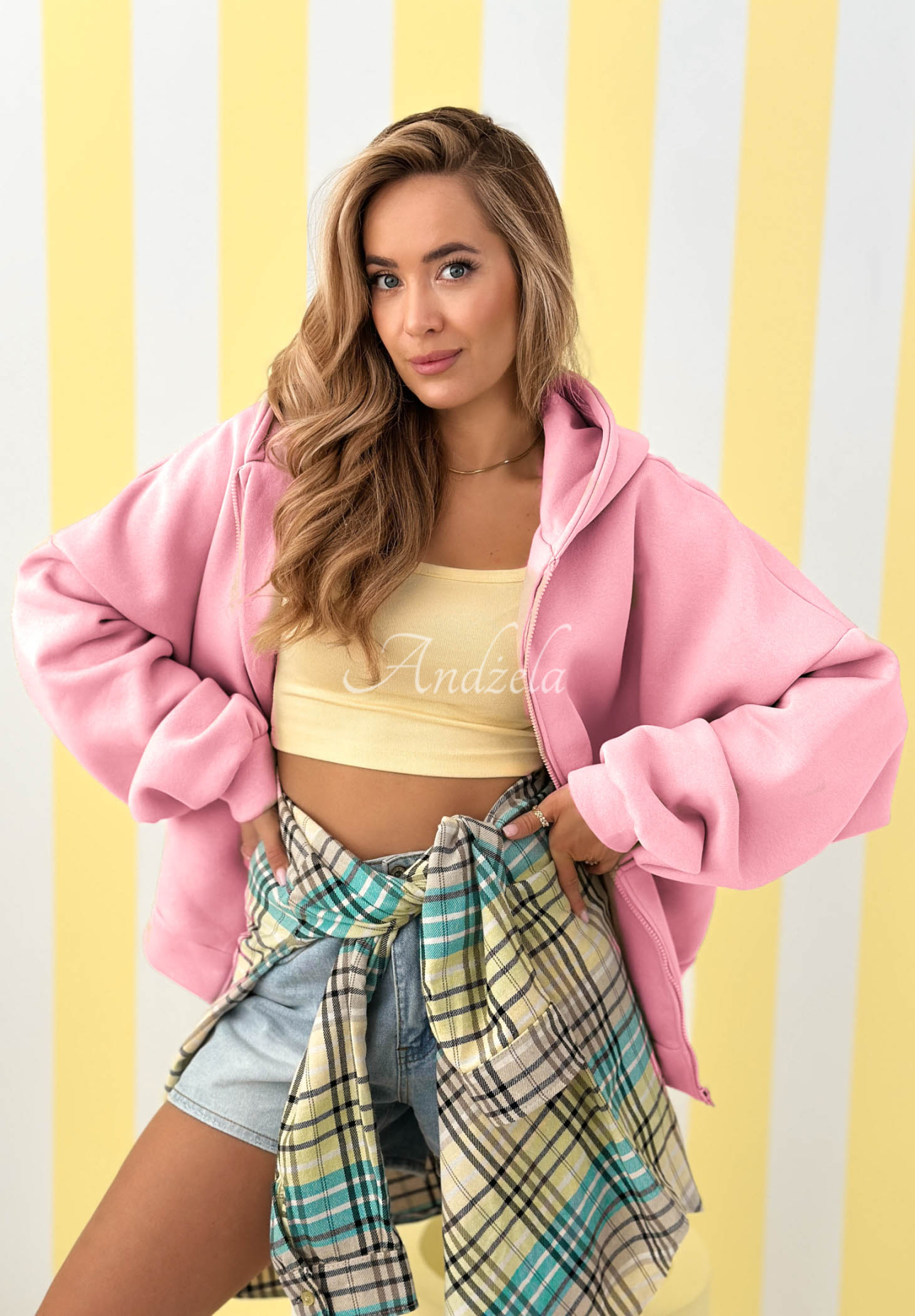 Oversize mikina s kapucí Don't Tell růžová