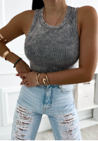 Vroubkovaný top na ramiączkach Callie tmavě šedý