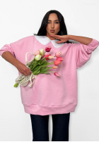 Mikina z wiązanym kołnierzykiem La Milla Kimberly růžová