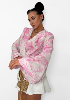 Wzorzysta Halenka z dekoltem na zakładkę La Milla Angelina béžovo-růžová