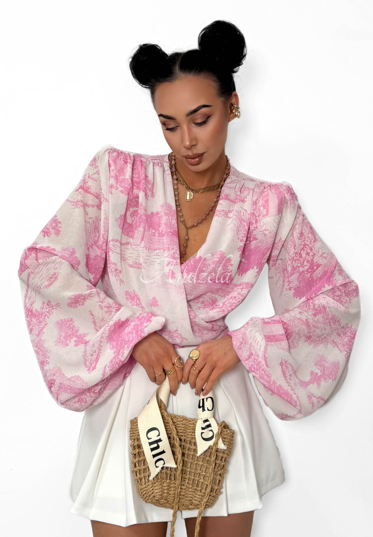 Viskózová zavazovací halenka se vzory La Milla Angelina růžová