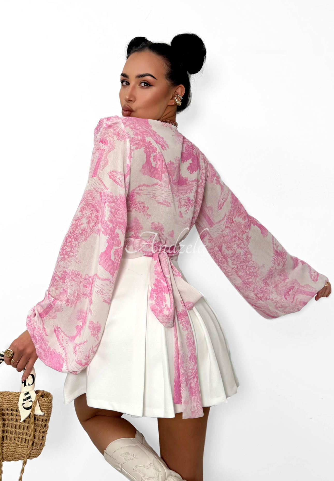 Viskózová zavazovací halenka se vzory La Milla Angelina růžová