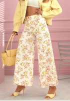 džínová Sukně midi w kwiaty La Flora Bílá