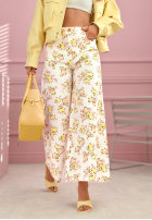 džínová Sukně midi w kwiaty La Flora Bílá