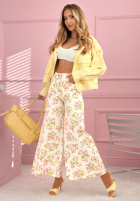 džínová Sukně midi w kwiaty La Flora Bílá