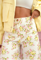 džínová Sukně midi w kwiaty La Flora Bílá