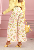 džínová Sukně midi w kwiaty La Flora Bílá