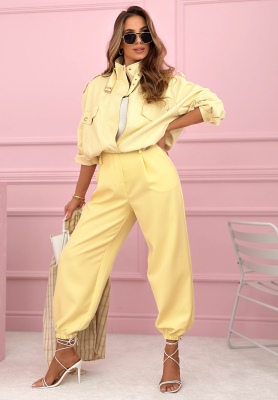 Kalhoty se stahovac&iacute;mi lemy If You Want žlut&eacute;