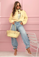 Krátká skórzana Bunda bomberka Marisa žlutá