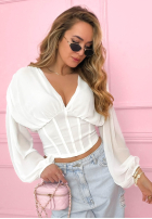 Gorsetowa Halenka z marszczeniami Another Look Bílá