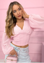 Gorsetowa Halenka z marszczeniami Another Look Bílá