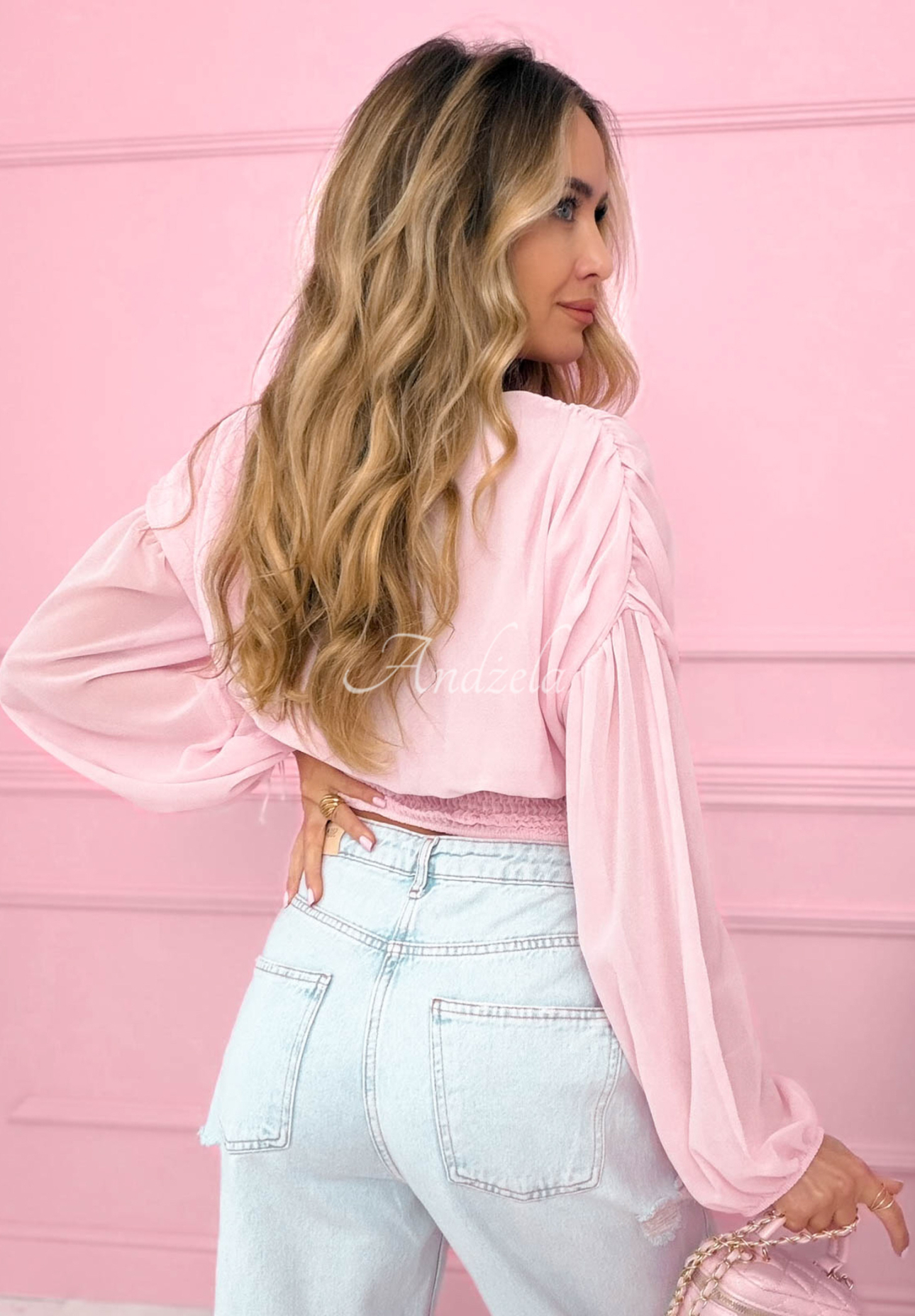 Korzetová halenka s řasením Another Look růžová