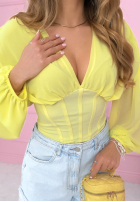 Gorsetowa Halenka z marszczeniami Another Look Bílá