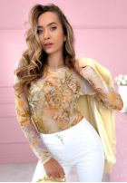 Siateczkowe body w kwiaty Skylar růžové