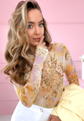 S&iacute;ťovan&eacute; body v květy Skylar  žlut&eacute;
