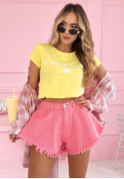 džínové  Kraťasy Hot Girl Style růžové