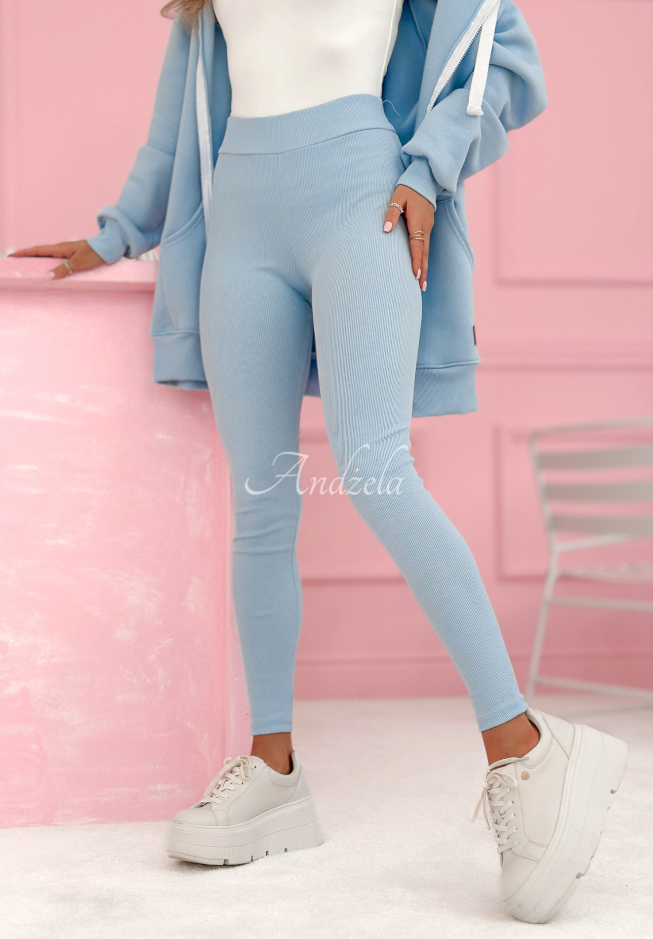 Žebrované legíny Siempre blankytné II