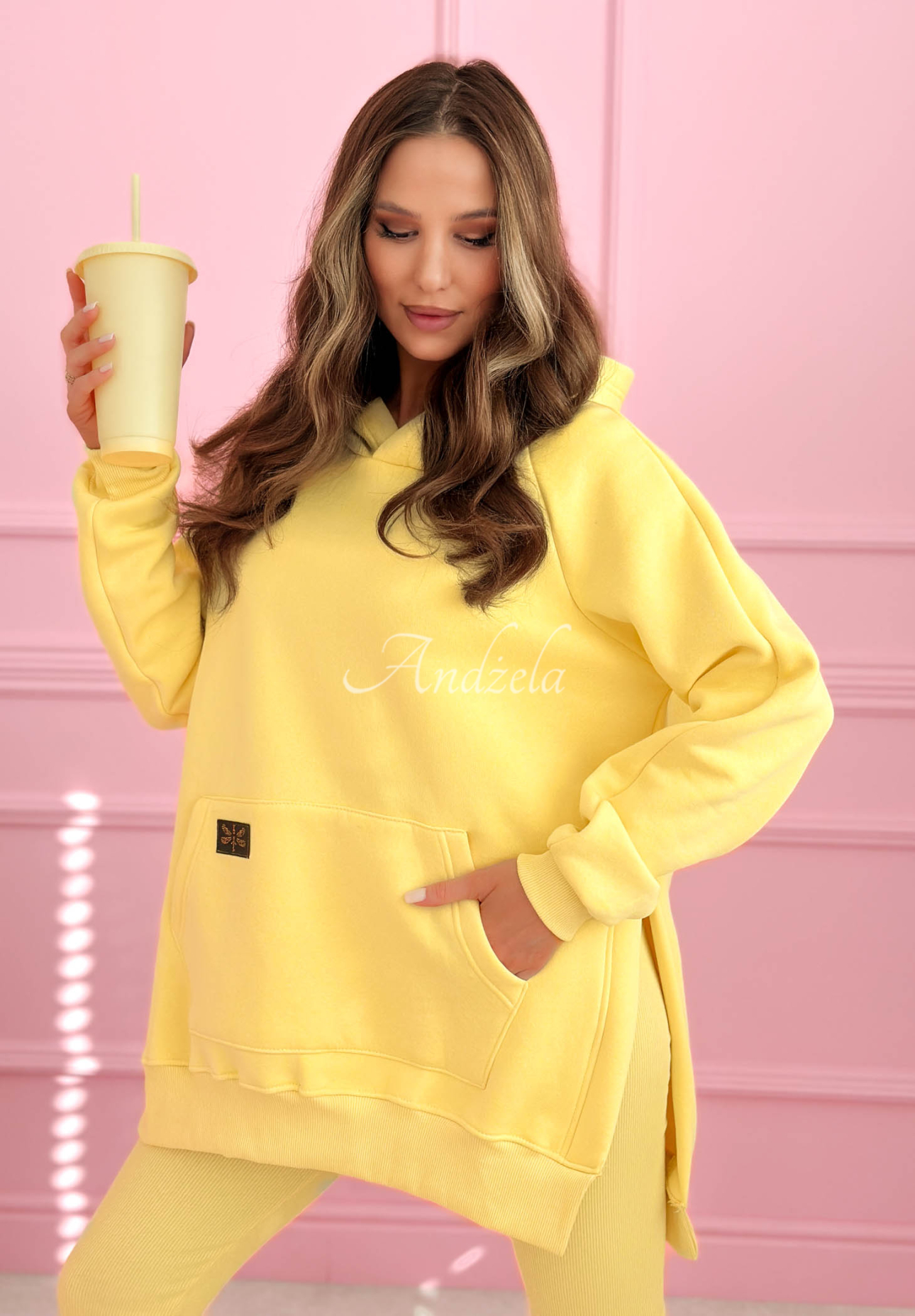 Mikina s kapsou a kapucí Siempre žlutá