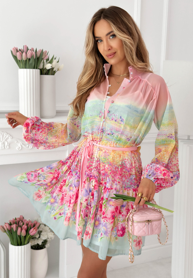 Elegantn&iacute; květovan&eacute; mini &scaron;aty Florentia pudrov&aacute; růžov&aacute;