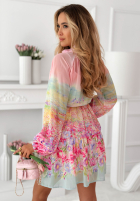 Elegancka Šaty mini w kwiaty Florentia pudrová růžová