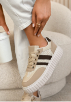 Skórzane sneakersy z koronką Carlotta béžová