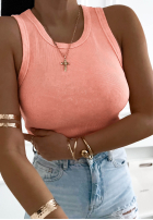 Vroubkovaný top na ramiączkach Callie tmavě šedý