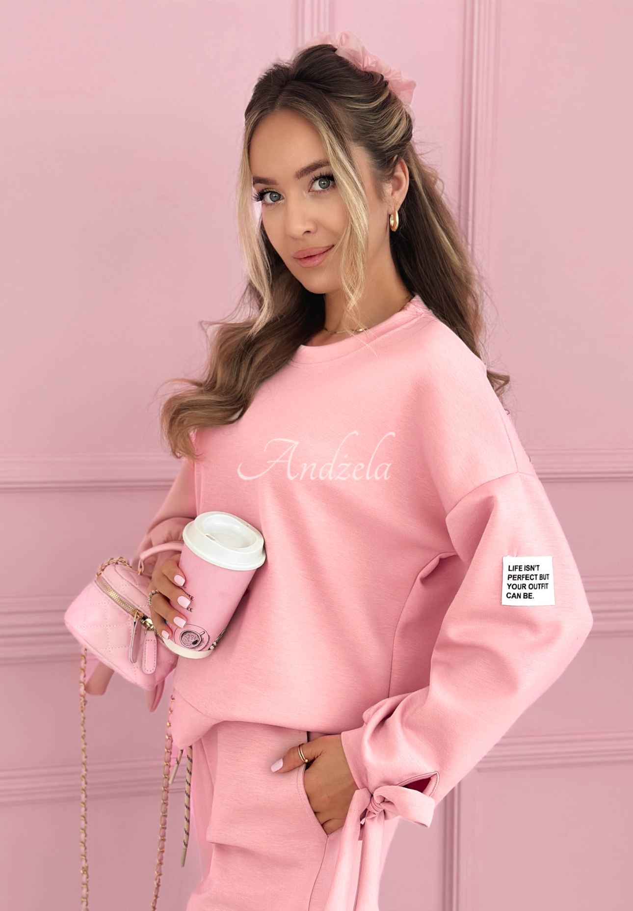 Viskózová tepláková souprava Peyton růžový