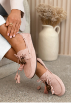 semišové mokasyny z frędzlami Otelia čokoládové