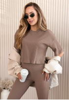 Krótki Vroubkovaný Tričko Marcella vanilkový