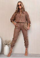 Vzorovaný Souprava Košile i Kalhoty Agnes čokoládový