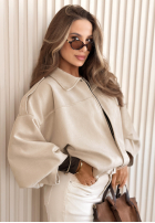 Zamszowa Bunda bomberka oversize Early Season béžová