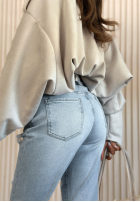 Kalhoty džínové  mom fit z przetarciami Laurent světle modré