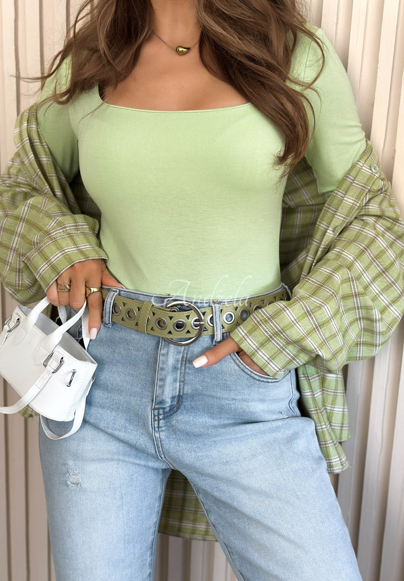 Džíny mom fit Andrina světle modré