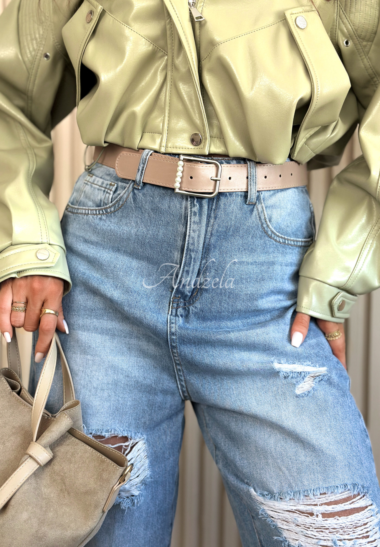 Džíny balloon s prodřením Miller modré