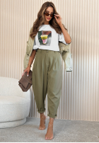 materiálové Kalhoty Maren světle béžové