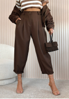 materiálové Kalhoty Maren světle béžové