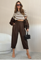 materiálové Kalhoty Maren světle béžové